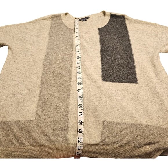 Vince Women's Colorblock Cashmere Sweater S Gray/Beige/Charcoal 100% Cashmere - Picture 6 of 7